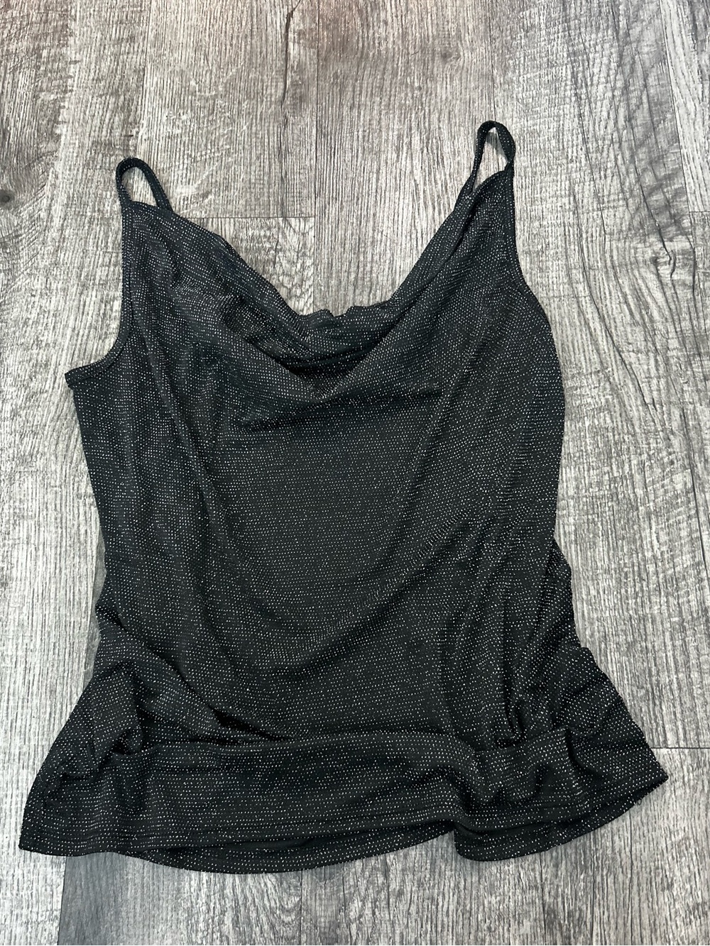 Black Sparkle Cowl Neck Camisole with Adjustable Straps